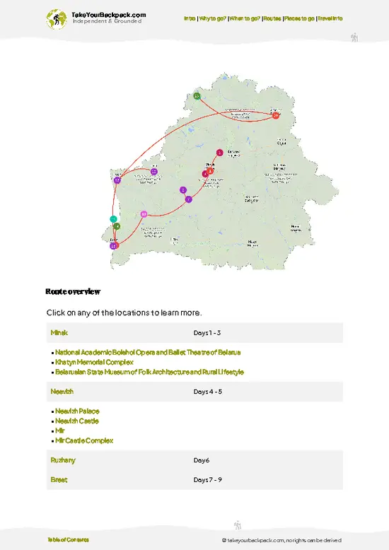 example page 4 from our offline Travel Guide for Belarus