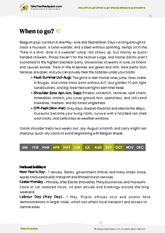 example page 3 from our offline Travel Guide for Belgium