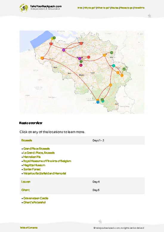 example page 4 from our offline Travel Guide for Belgium