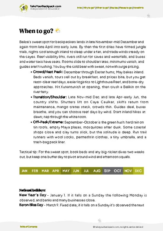 example page 3 from our offline Travel Guide for Belize
