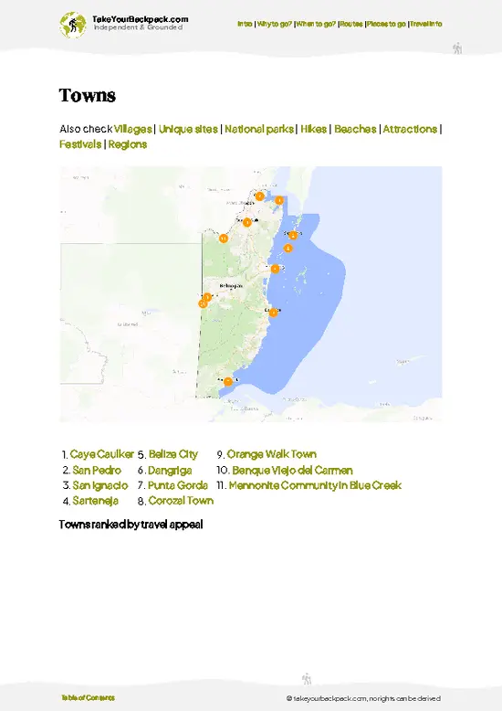 example page 6 from our offline Travel Guide for Belize