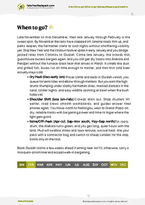 example page 3 from our offline Travel Guide for Benin