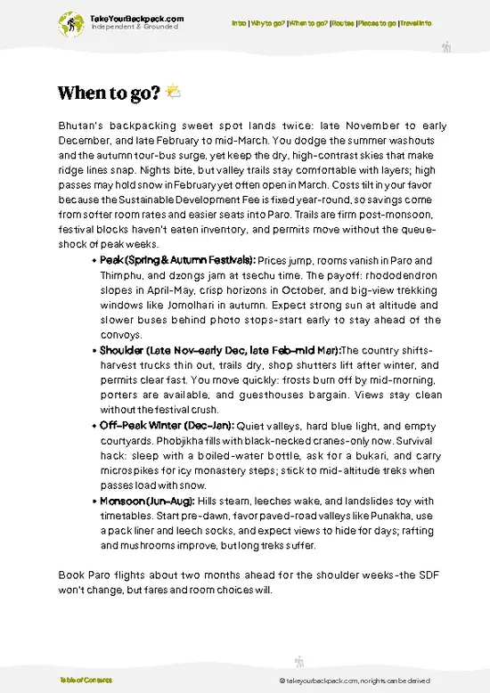 example page 3 from our offline Travel Guide for Bhutan