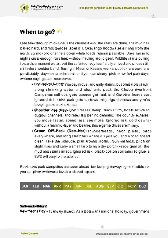 example page 3 from our offline Travel Guide for Botswana