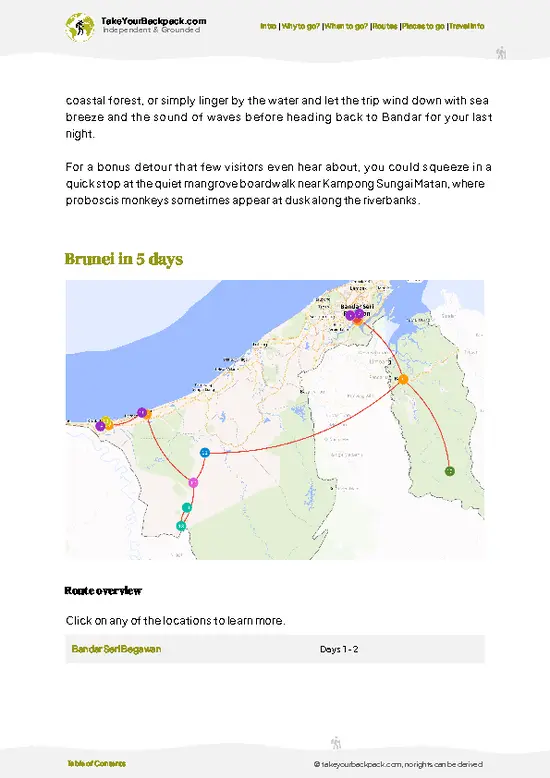 example page 4 from our offline Travel Guide for Brunei