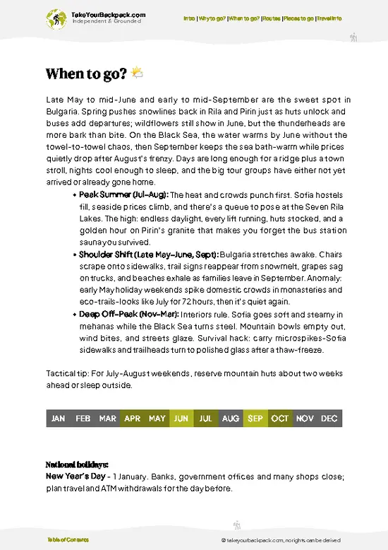 example page 3 from our offline Travel Guide for Bulgaria