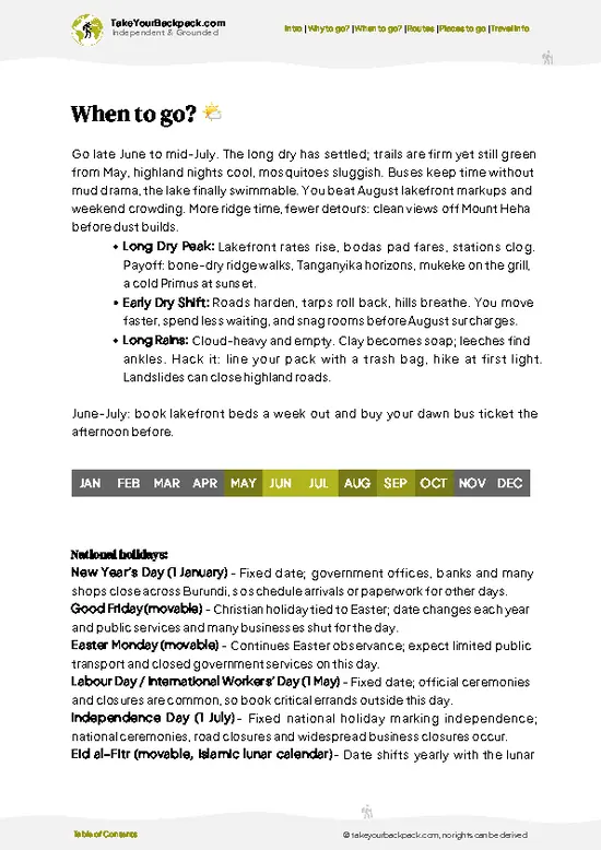 example page 3 from our offline Travel Guide for Burundi