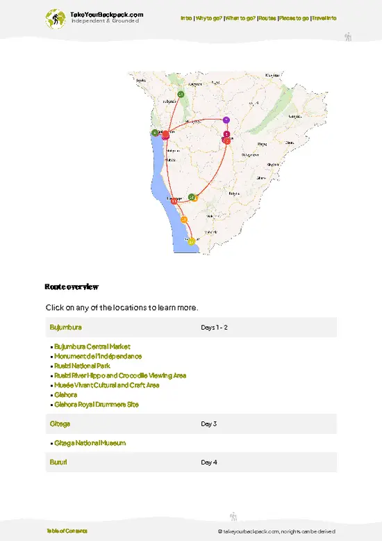 example page 4 from our offline Travel Guide for Burundi