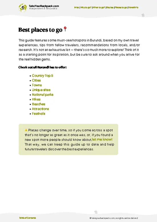 example page 5 from our offline Travel Guide for Burundi