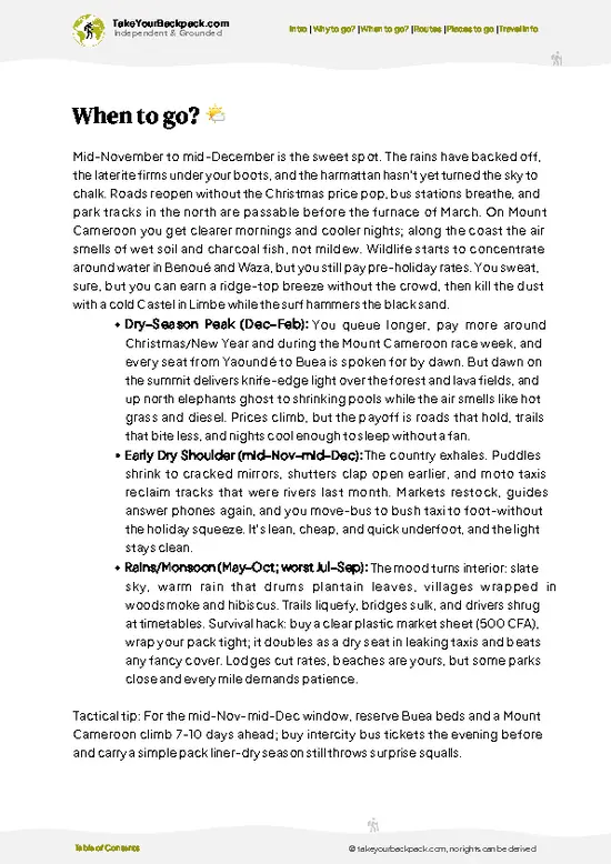 example page 3 from our offline Travel Guide for Cameroon