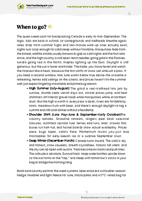 example page 3 from our offline Travel Guide for Canada