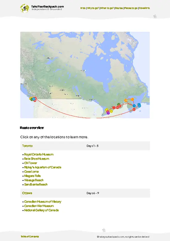 example page 4 from our offline Travel Guide for Canada