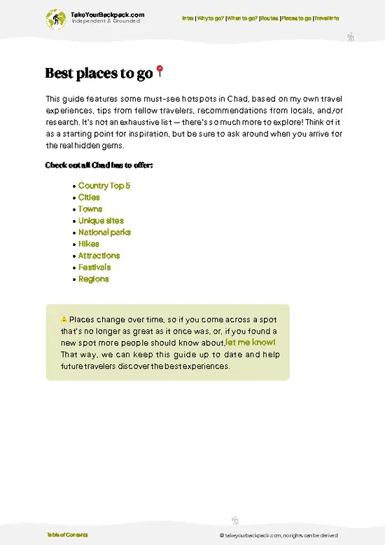 example page 5 from our offline Travel Guide for Chad