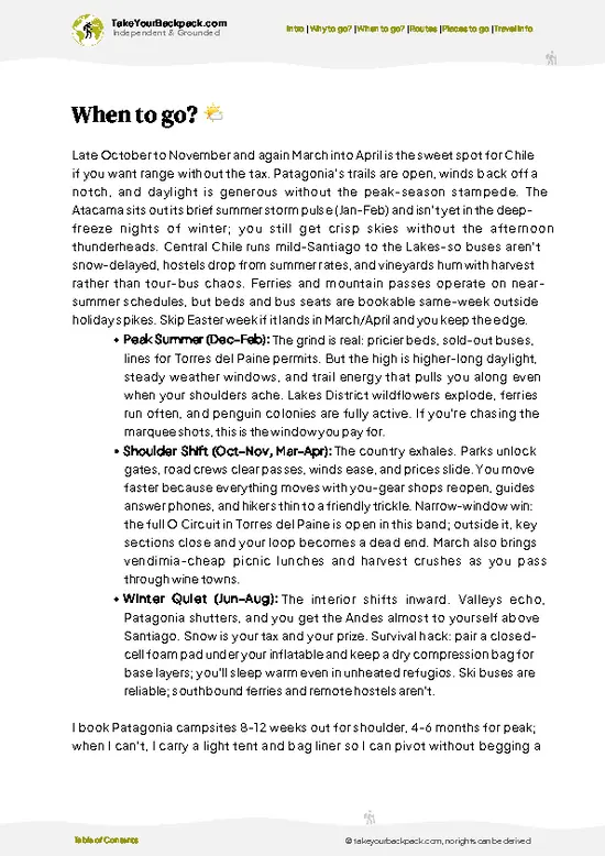 example page 3 from our offline Travel Guide for Chile