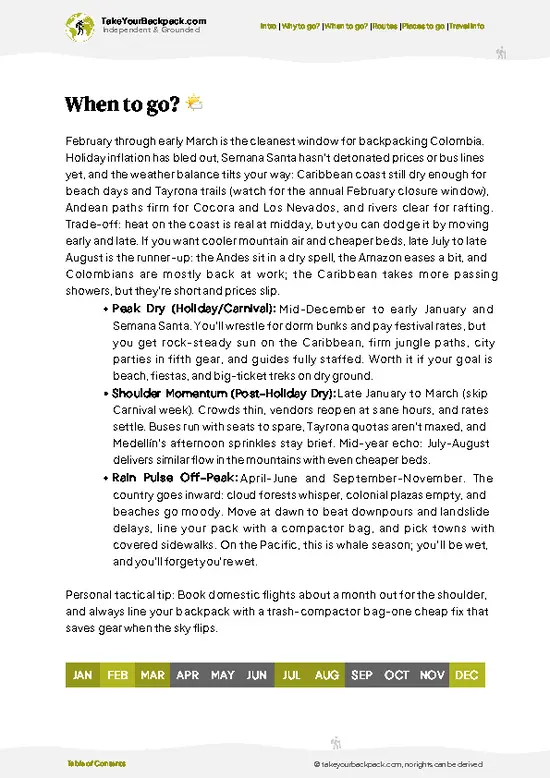 example page 3 from our offline Travel Guide for Colombia