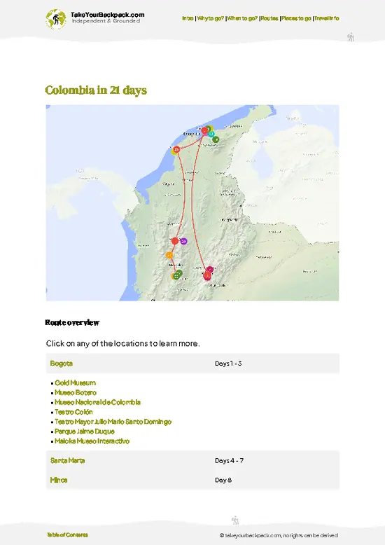 example page 4 from our offline Travel Guide for Colombia