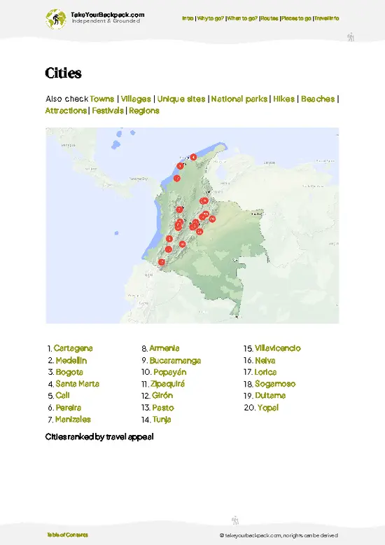 example page 6 from our offline Travel Guide for Colombia