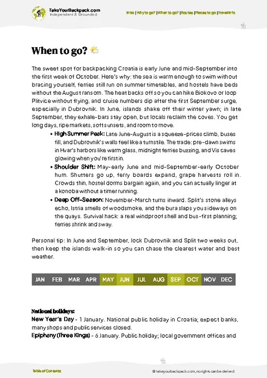 example page 3 from our offline Travel Guide for Croatia