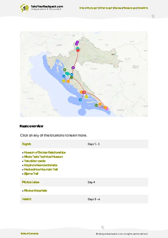 example page 4 from our offline Travel Guide for Croatia