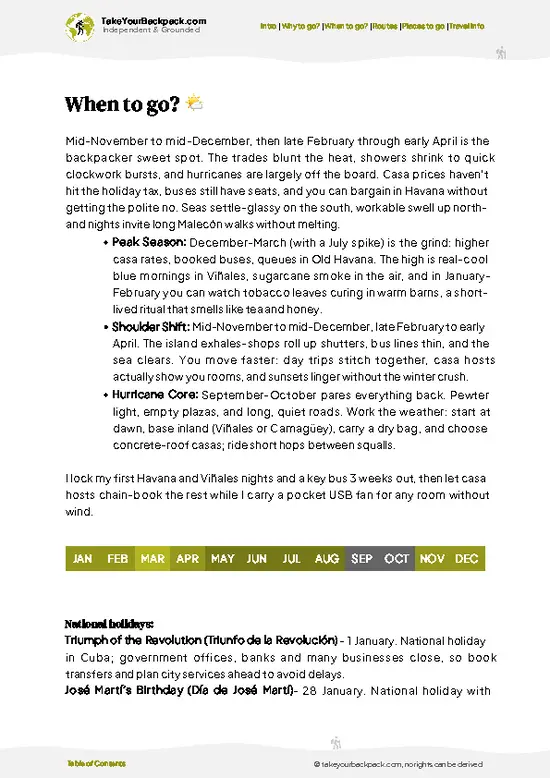 example page 3 from our offline Travel Guide for Cuba