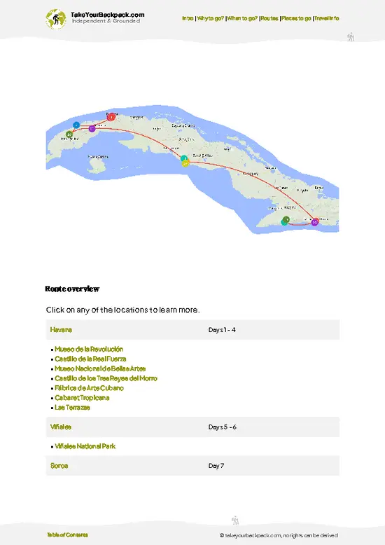 example page 4 from our offline Travel Guide for Cuba