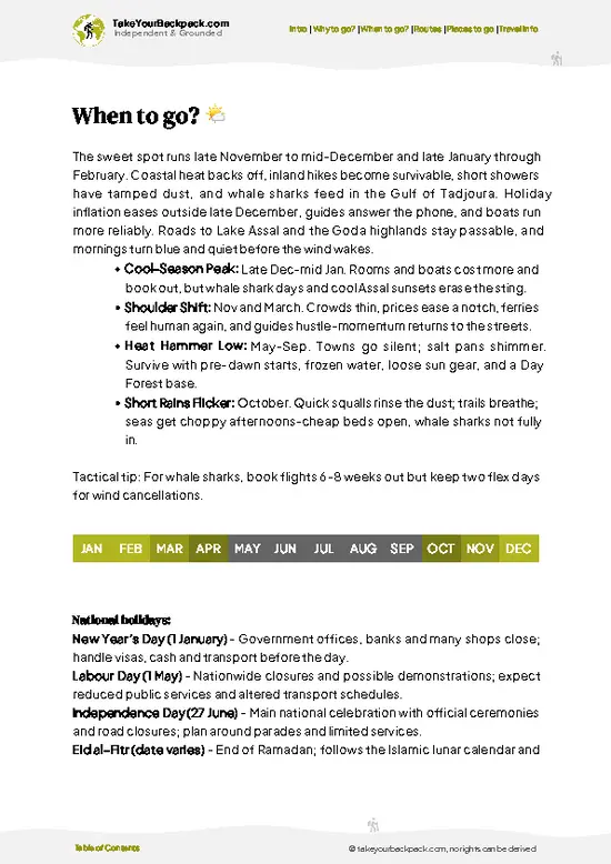 example page 3 from our offline Travel Guide for Djibouti