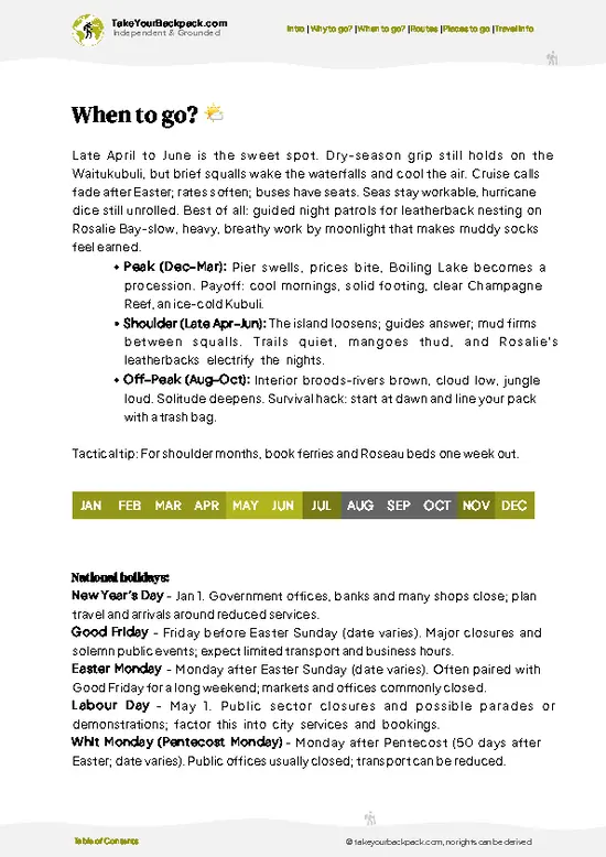 example page 3 from our offline Travel Guide for Dominica