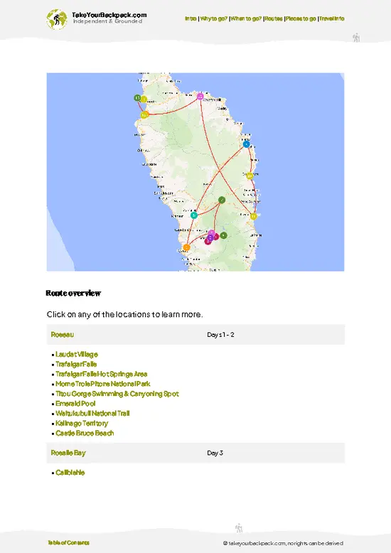 example page 4 from our offline Travel Guide for Dominica