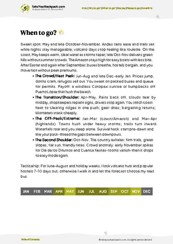 example page 3 from our offline Travel Guide for Ecuador