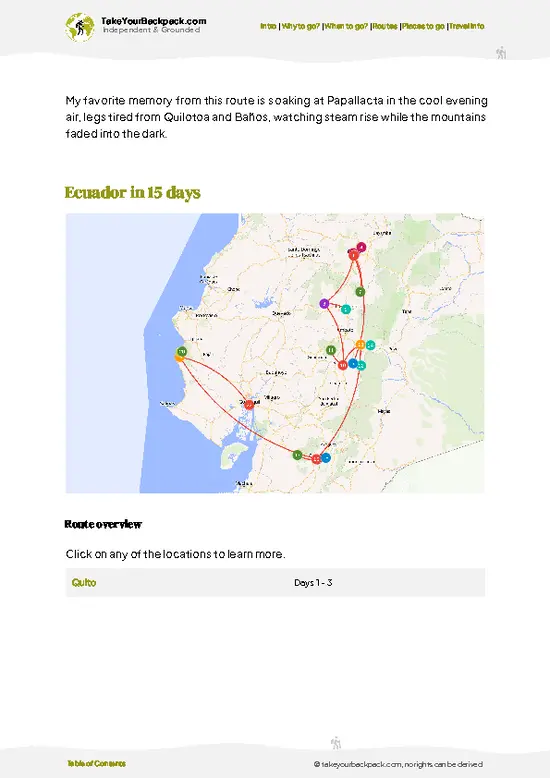 example page 4 from our offline Travel Guide for Ecuador