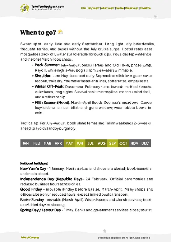 example page 3 from our offline Travel Guide for Estonia