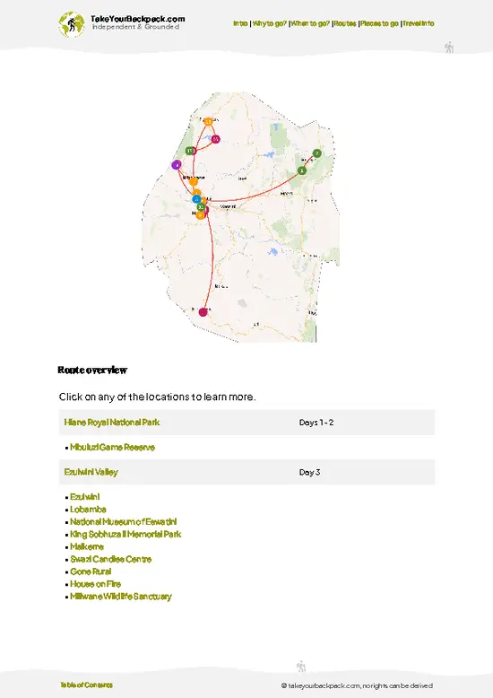 example page 4 from our offline Travel Guide for Eswatini