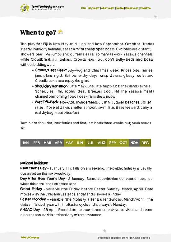 example page 3 from our offline Travel Guide for Fiji