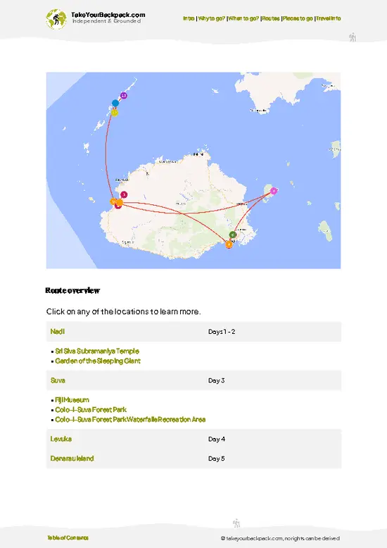 example page 4 from our offline Travel Guide for Fiji