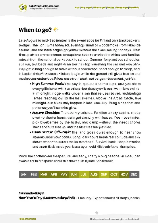 example page 3 from our offline Travel Guide for Finland