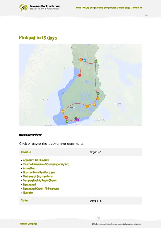example page 4 from our offline Travel Guide for Finland