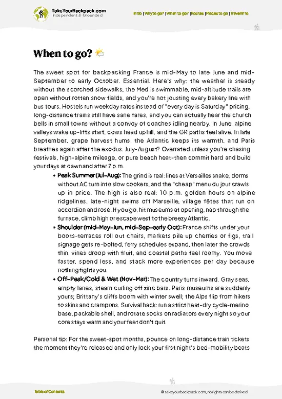 example page 3 from our offline Travel Guide for France