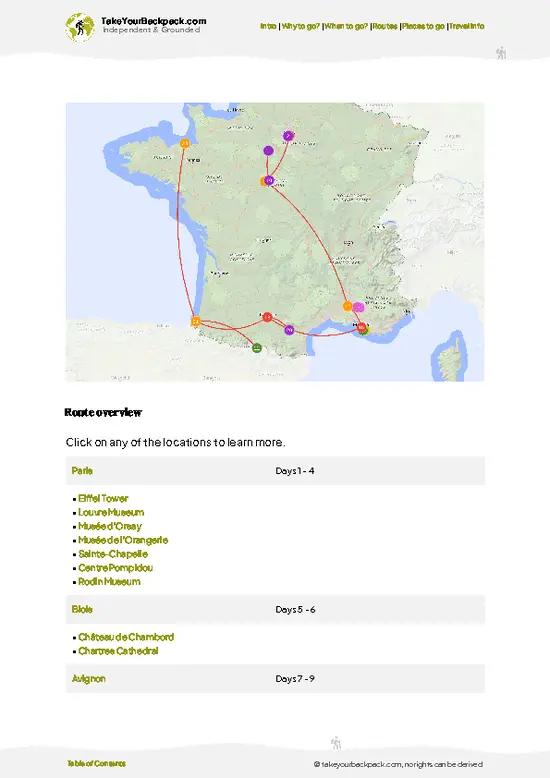 example page 4 from our offline Travel Guide for France