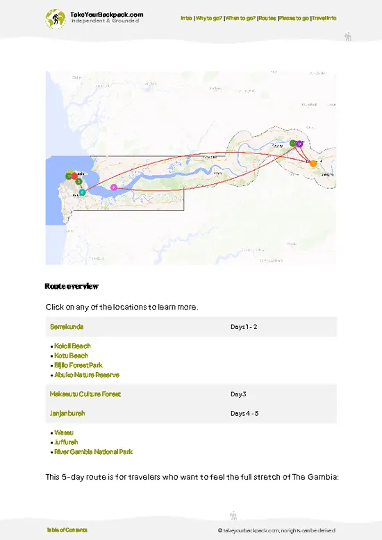 example page 4 from our offline Travel Guide for Gambia