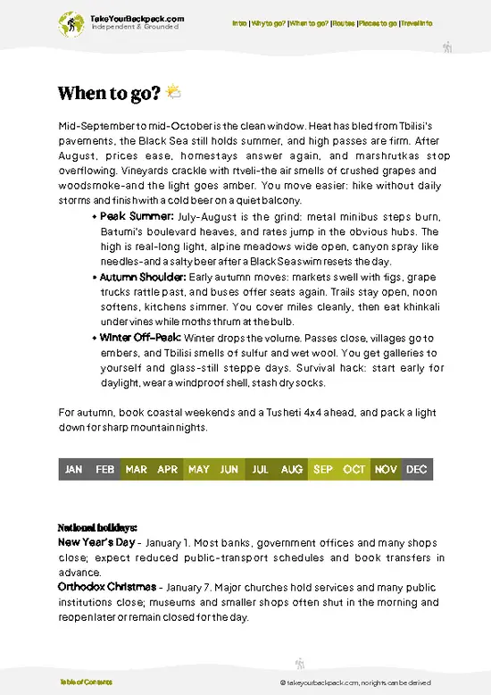 example page 3 from our offline Travel Guide for Georgia