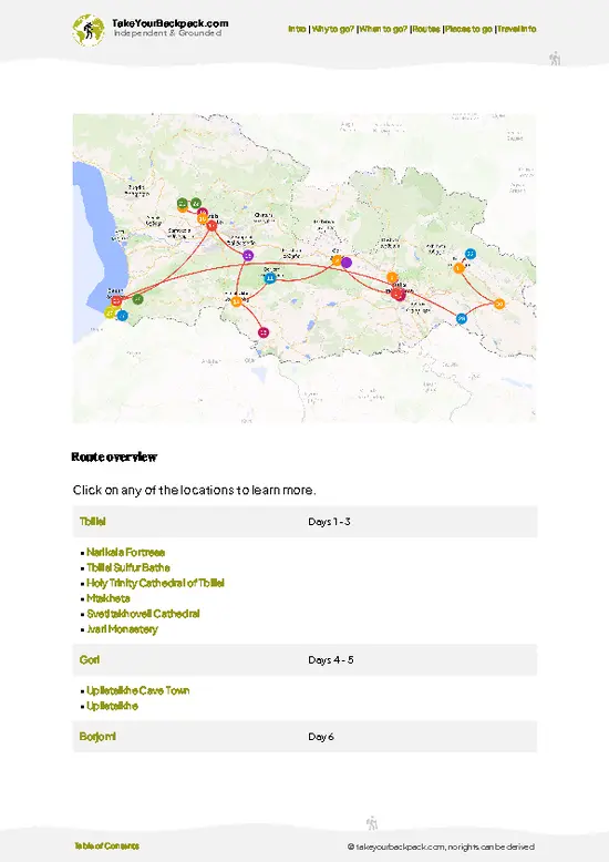 example page 4 from our offline Travel Guide for Georgia