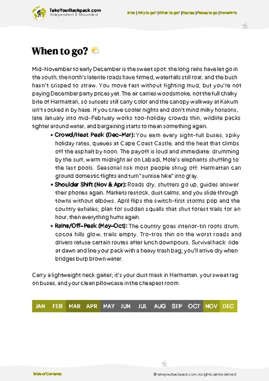 example page 3 from our offline Travel Guide for Ghana