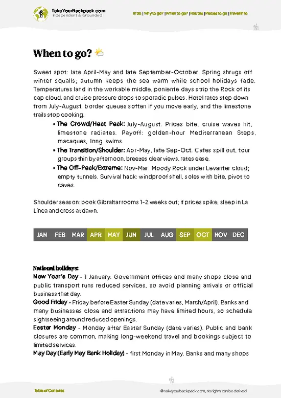 example page 3 from our offline Travel Guide for Gibraltar