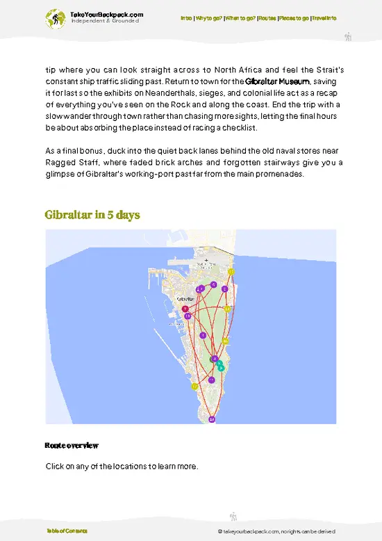 example page 4 from our offline Travel Guide for Gibraltar