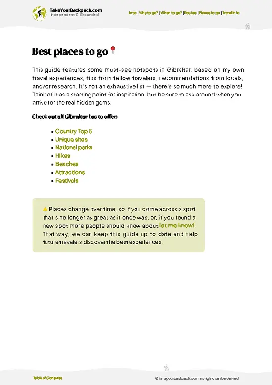 example page 5 from our offline Travel Guide for Gibraltar