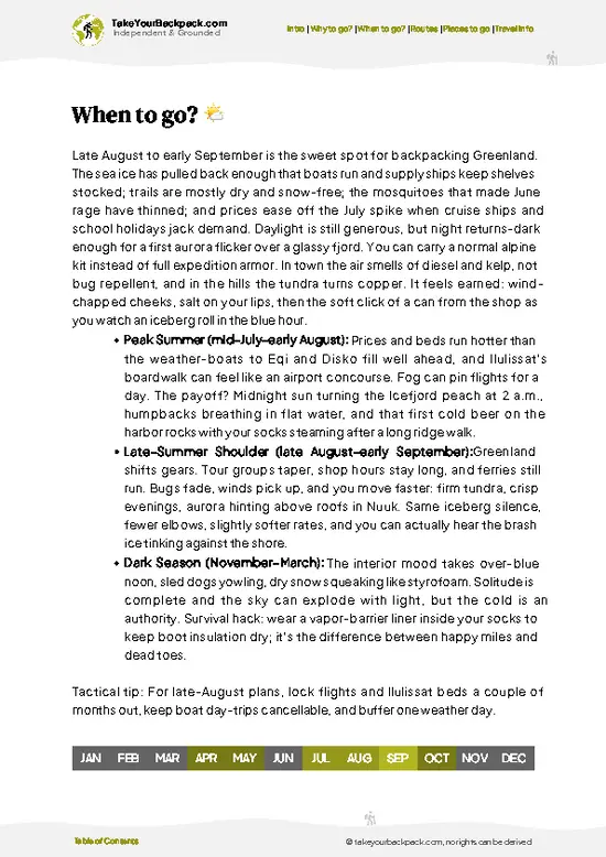 example page 3 from our offline Travel Guide for Greenland