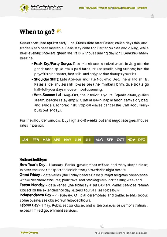 example page 3 from our offline Travel Guide for Grenada