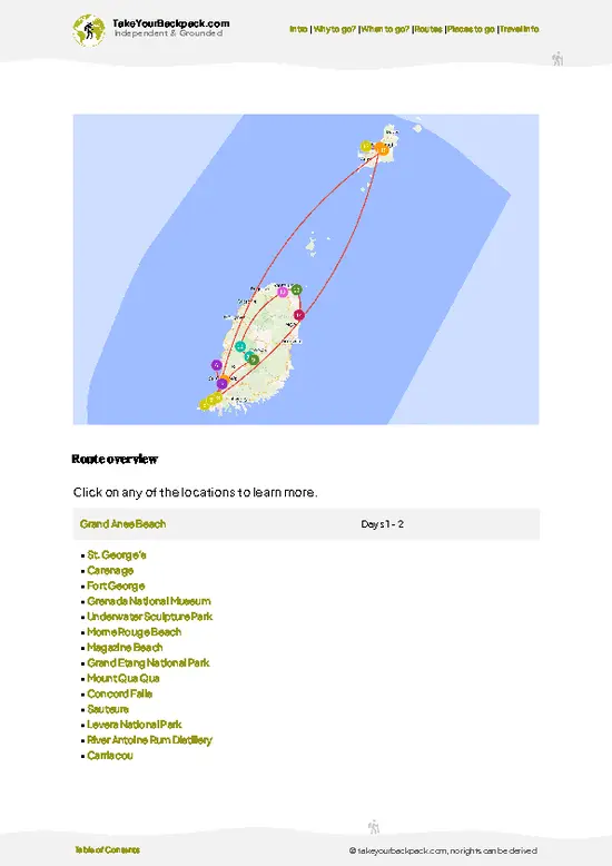 example page 4 from our offline Travel Guide for Grenada