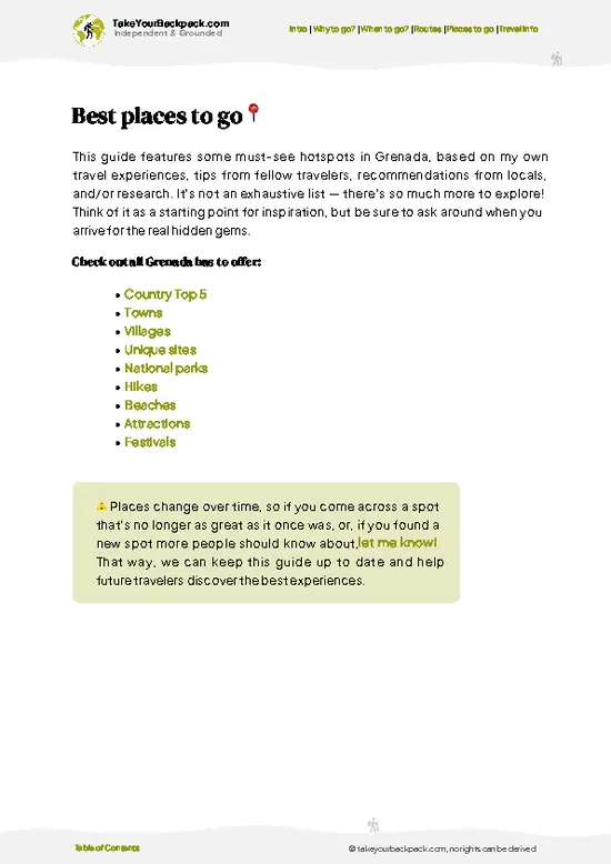 example page 5 from our offline Travel Guide for Grenada