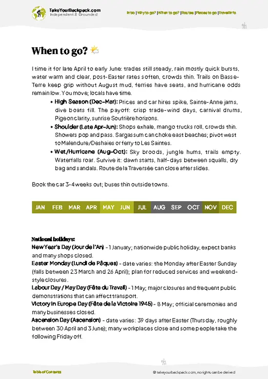 example page 3 from our offline Travel Guide for Guadeloupe